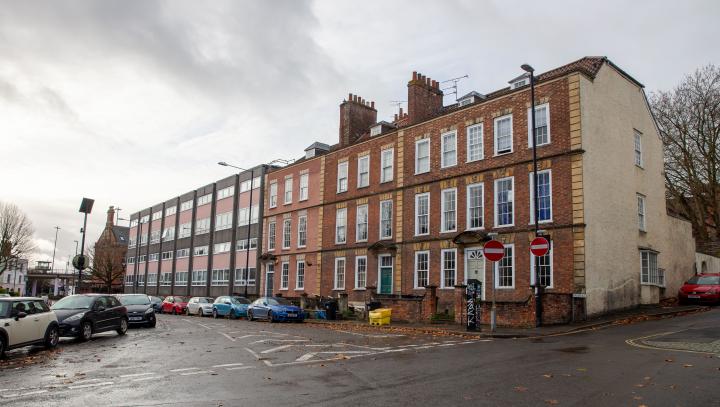 I looked at a flat in the ex-council flats that makes up the far half of this block of the Hotwell Road before finally settling on the more old-fas...