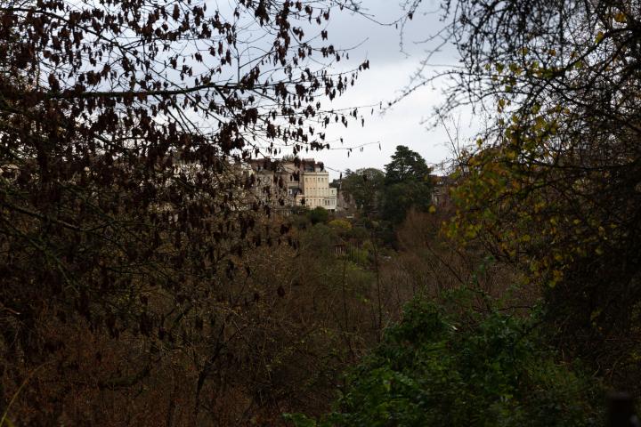 That's the end of Prince's Buildings in Clifton Village you can see peeking out on the far side of the gorge.
