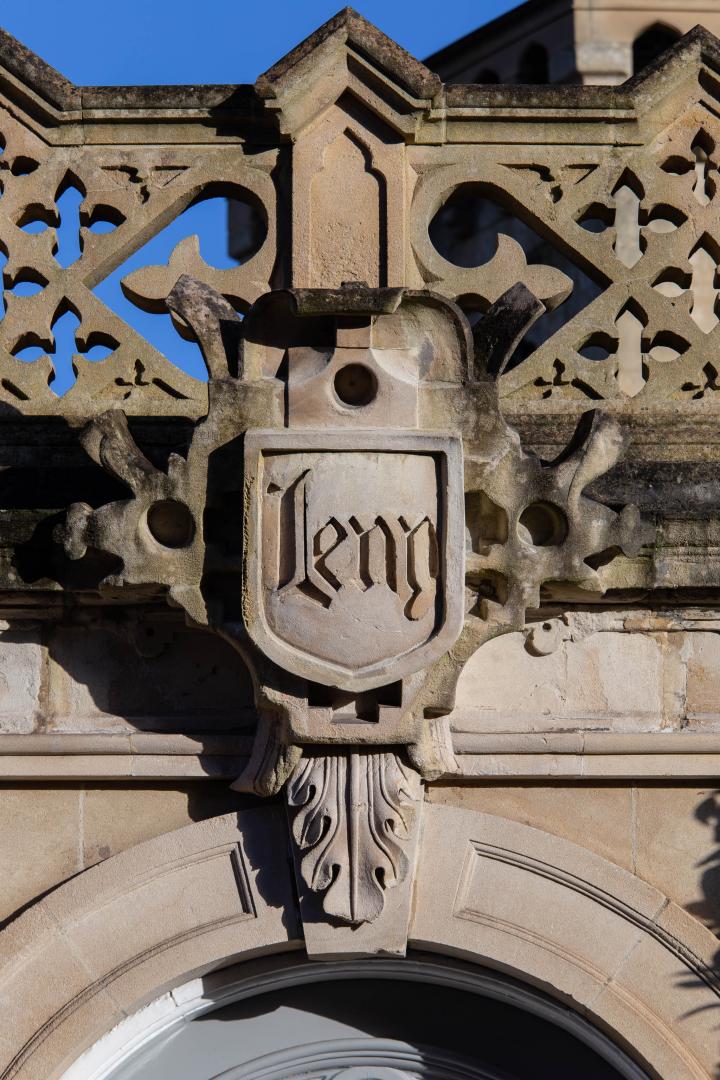 As a Lovecraft fan, I had of course read this as "Leng", but it's actually "Leny". LENY AND ATTACHED GATEWAY AND FRONT GARDEN WALLS AND RAILINGS