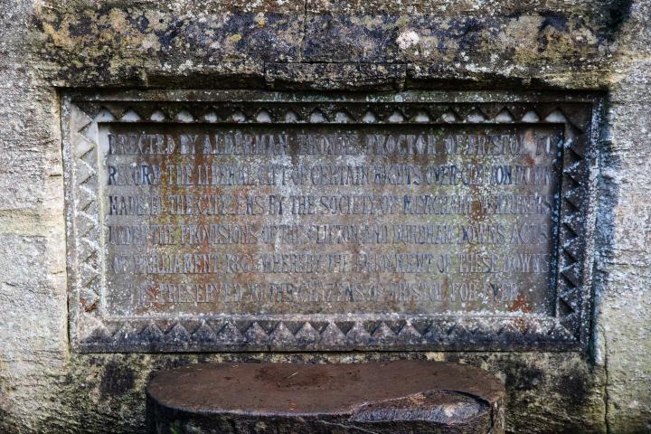 Erected by Alderman Thomas Proctor of Bristol to record the liberal gift of certain rights over clifton down made to the citizens by the Society of...