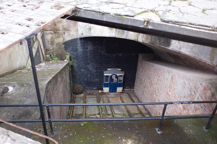 The nice folk who look after the Clifton Rocks Railway have an example of what one of the carriages would look like at the top, though the tunnel h...