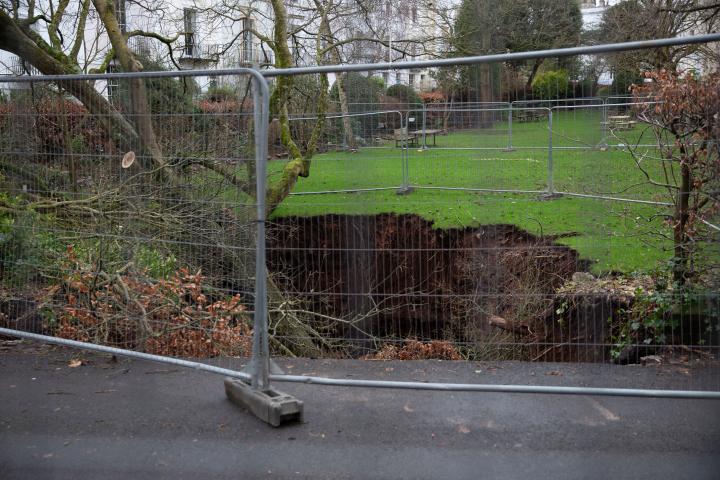 I'm absolutely fascinated by this sinkhole in the Canynge Square garden. I'm not sure why. But every time I'm there there's normally another rubber...