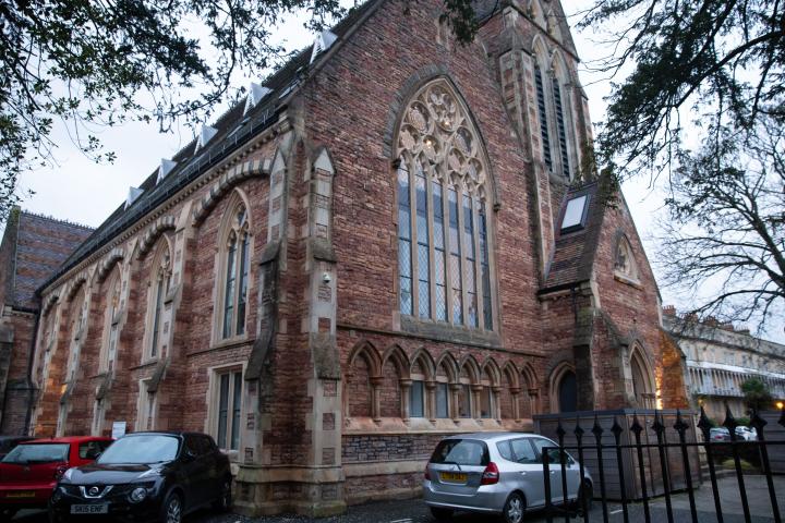 A former Unitarian church: 


  ...built in 1864 for the wealthy new Unitarians of Clifton to save them the walk down to Lewins Mead. The church is...