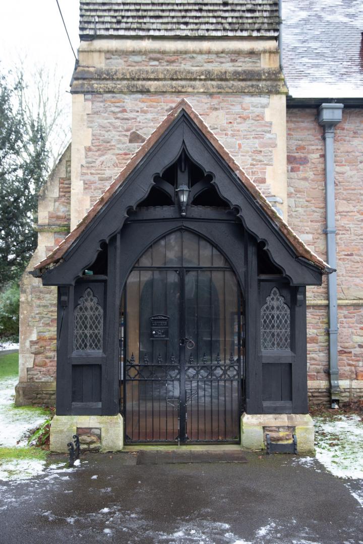 Or is this a narthex? I'm not too up on my church terminology. Anyway. This is the main entrance to St Mary the Virgin, Church Road, Leigh Woods, c...
