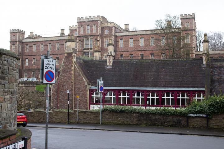 The almshouse, with QEH in the background.
