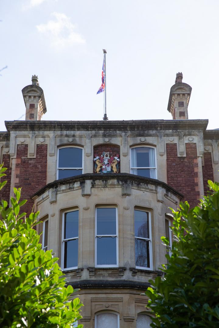 The Bristol Coat of Arms on the front of the Lord Mayor's residence, Mansion House.