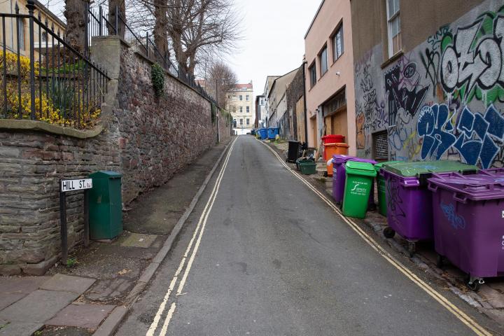 As I was reminded on my travels today, virtually any street in Bristol could wear the tag "hill street", but this one really is just called Hill St...