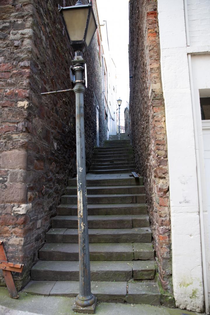 This is one of Bristol's more strangely-named pathways: Zed Alley. It crosses Host Street here and continues down steps on the opposite side, conne...