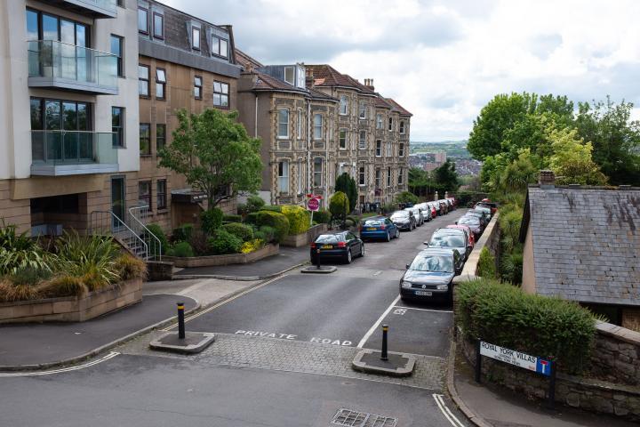 A street that's easier to snap from the high pavement of Royal York Crescent.