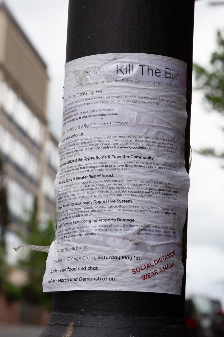 ...and on the same lamppost, some Kill The Bill literature. That's me: bringing you the social history that Google Street View can't.