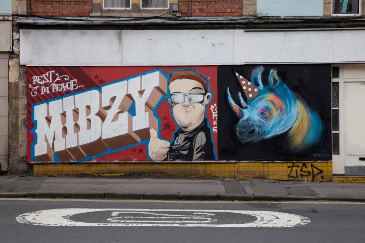 A long-standing bit of work on North Street, this is a tribute to [Matthew Hibbert(https://www.bishopstonvoice.co.uk/graffiti-mural-dedicated-to-mi...