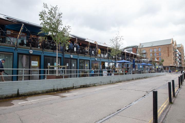 The extra strip of modular shops and eateries at Wapping Wharf seems to be doing quite well.