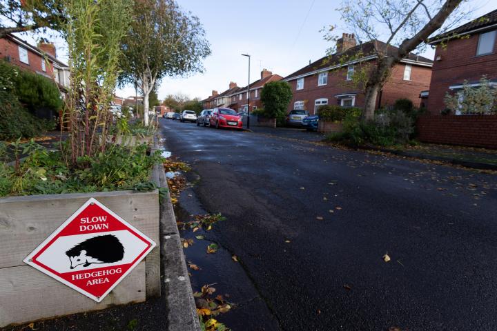 There were quite a few signs that Frobisher Road is a sanctuary for hedgehogs. We've actually seen a similar sign at the far end, on an earlier wan...