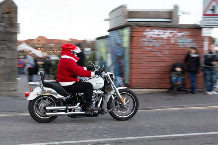 Okay, away from our little Dowry Square explore and across to Bower Ashton. Along the way, we saw many, many Santas. On motorbikes. As you do.