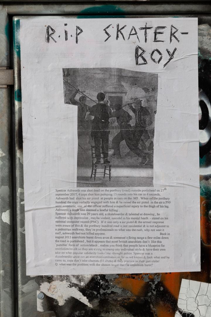 Here's the BBC report. This was posted on a telephone junction box in the "Daveside" area, the little strip of Festival Way that's used as a skate...