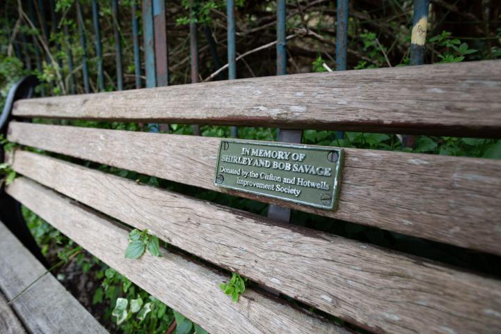 The bench at the top of Clifton Vale doesn't really have a view, and it's squeezed into an awkward little corner in the tight dogleg turn up to Gol...
