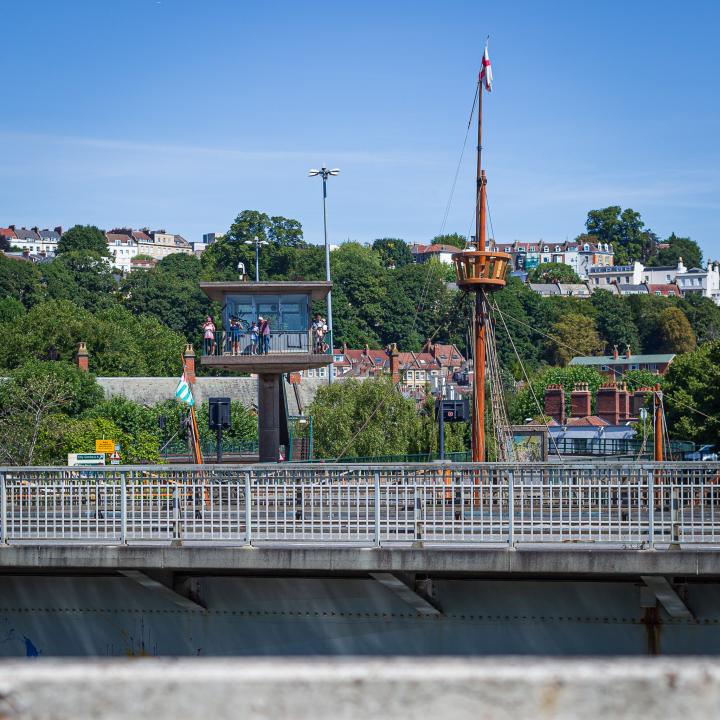 One of the things I like about Bristol is the strange contrasts. Here we have two crow's nests. The first is the Cumberland Basin Flyover System's...
