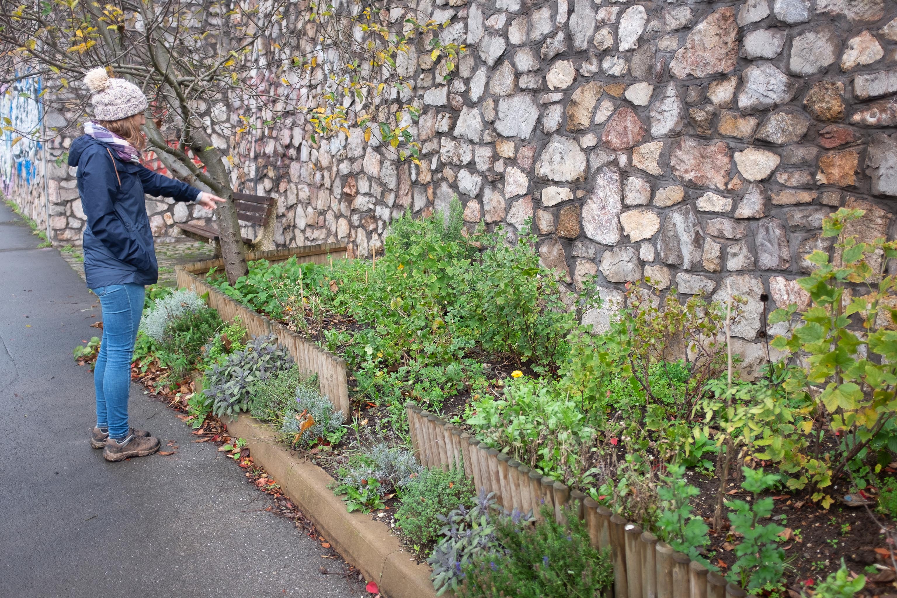 Lisa Points at Herbs
