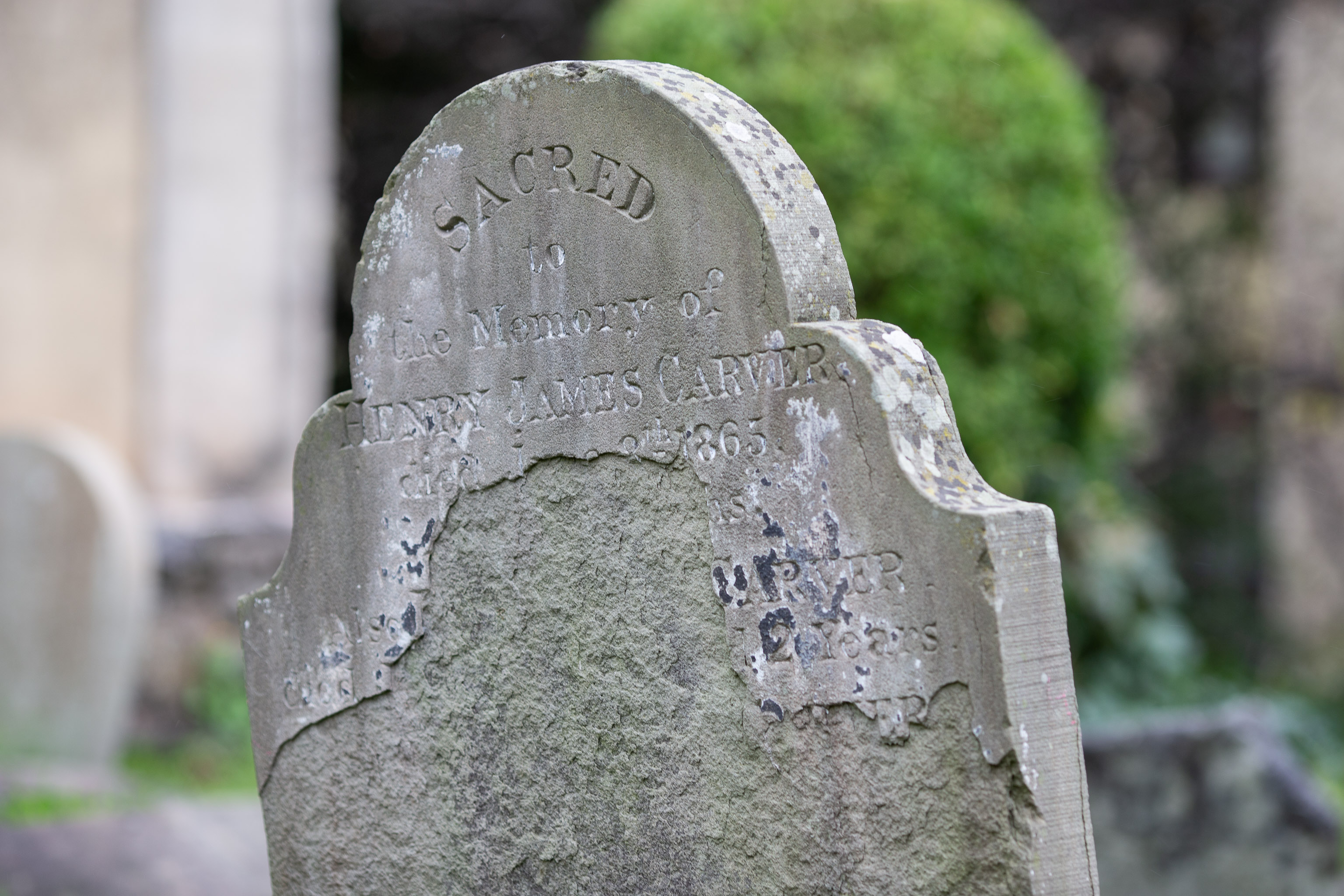 SACRED
Henry James Carver, died 1865. Hope Chapel, Hotwells.
