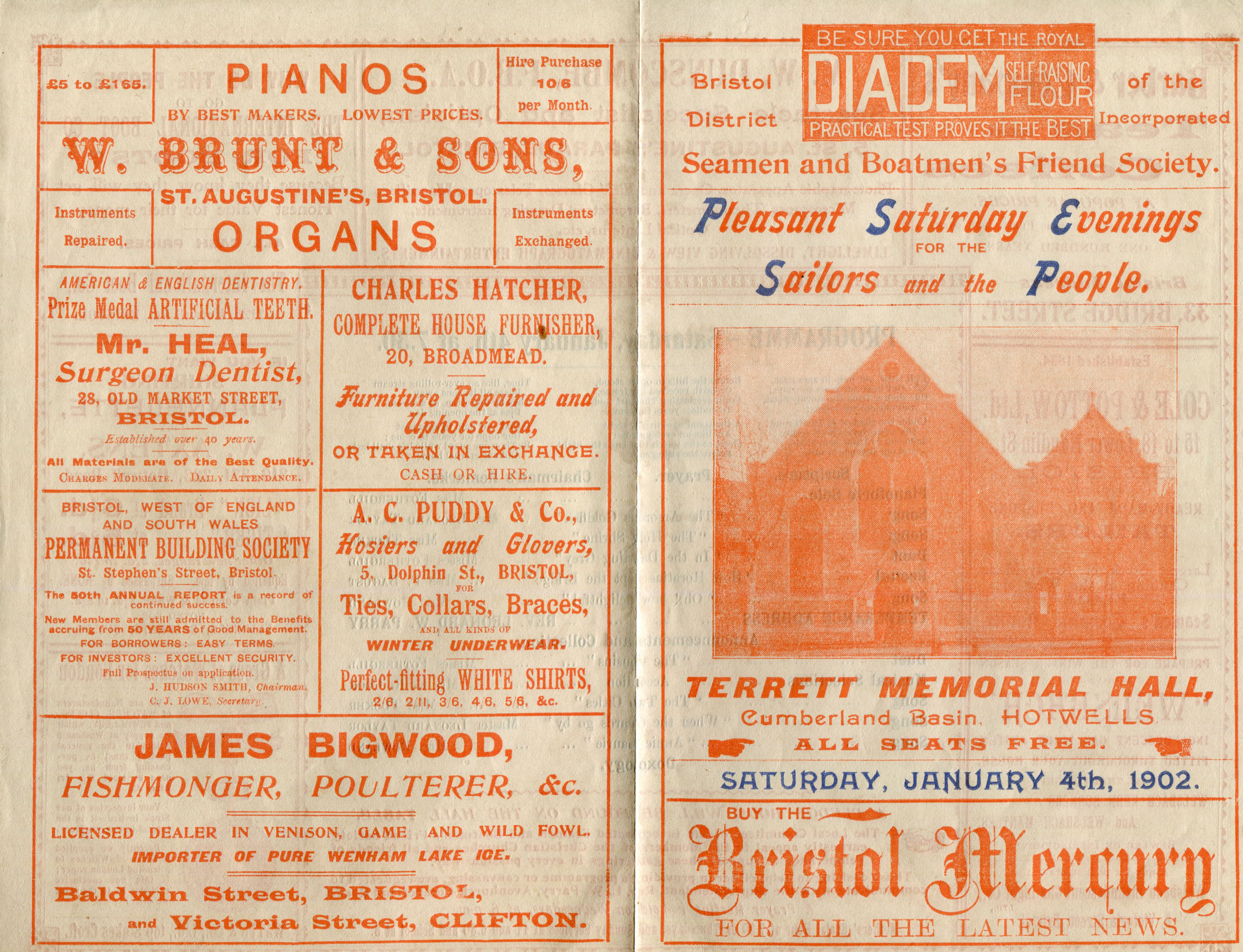 Terrett Memorial Hall 1902 Flyer 1
This was my random eBay purchase. I had no idea that the Terrett Memorial Hall had ever existed until I saw this leaflet up for sale.

There's some...