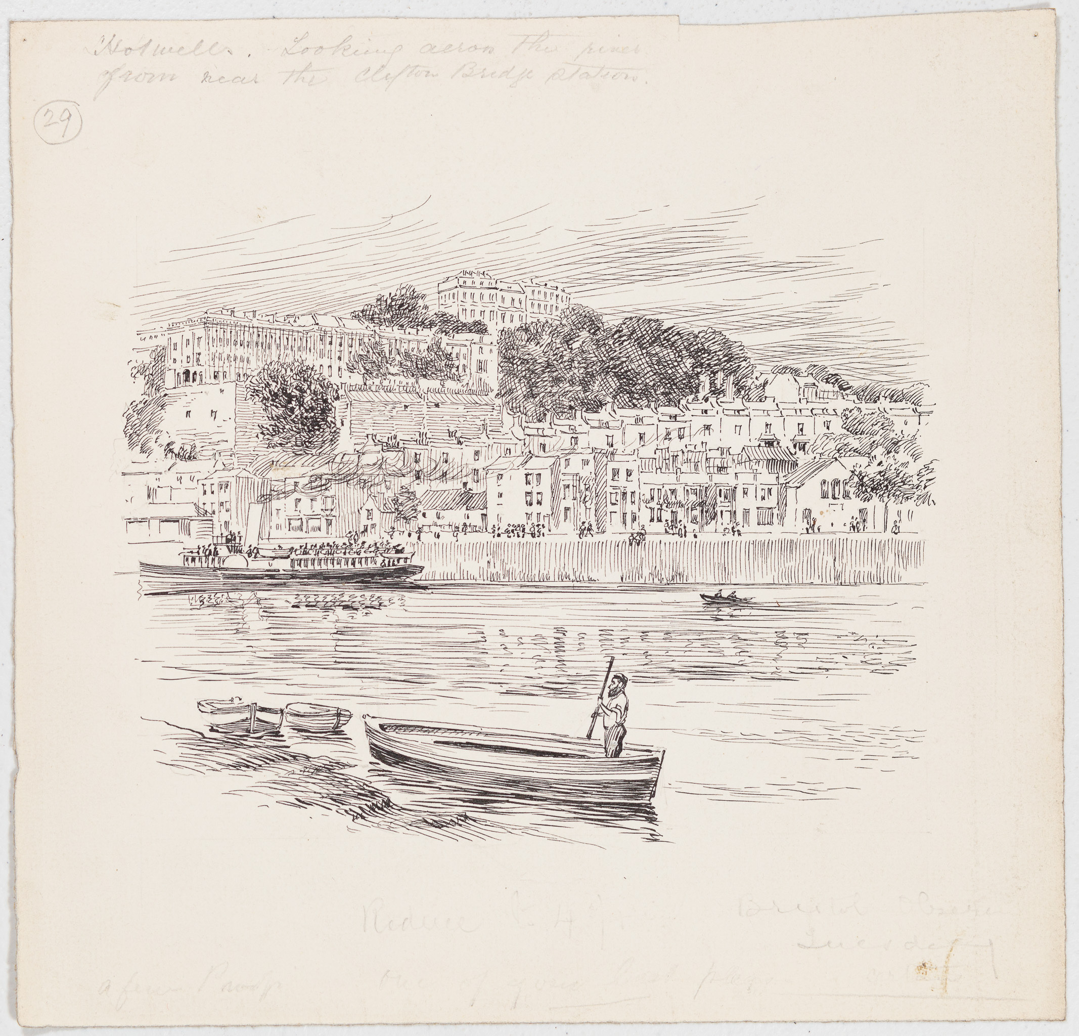 Loxton Full
Here's a photo of the entire original Samuel Loxton ink drawing, including the title, Hotwells, Looking across the river from near the Clifton Brid...