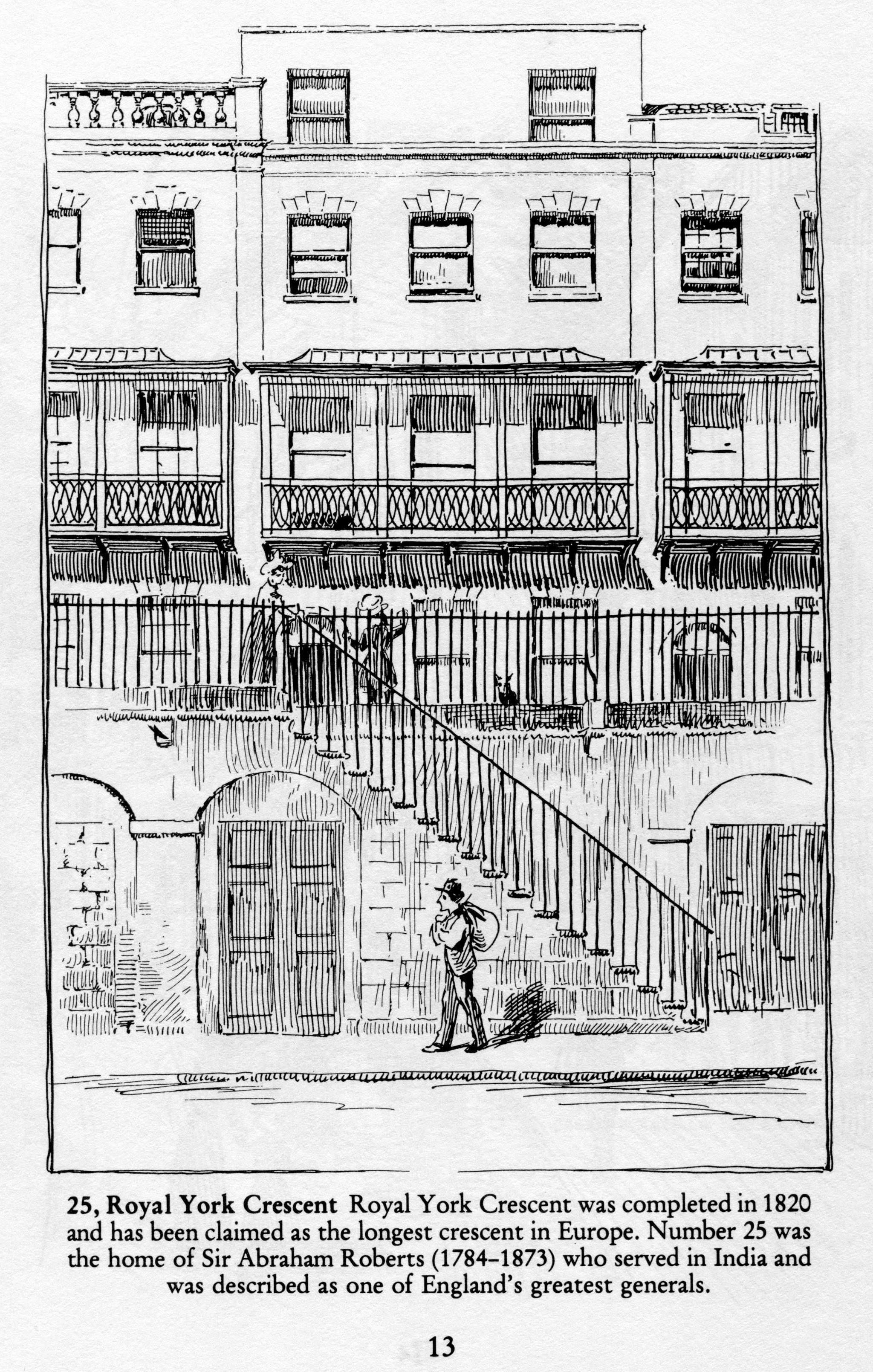25 Royal York Crescent, by Samuel Loxton
Loxton drawing from Bristol Library collection via Loxton's Bristol, Redcliffe Press, 1995 ISBN 1 872971 86 5.
