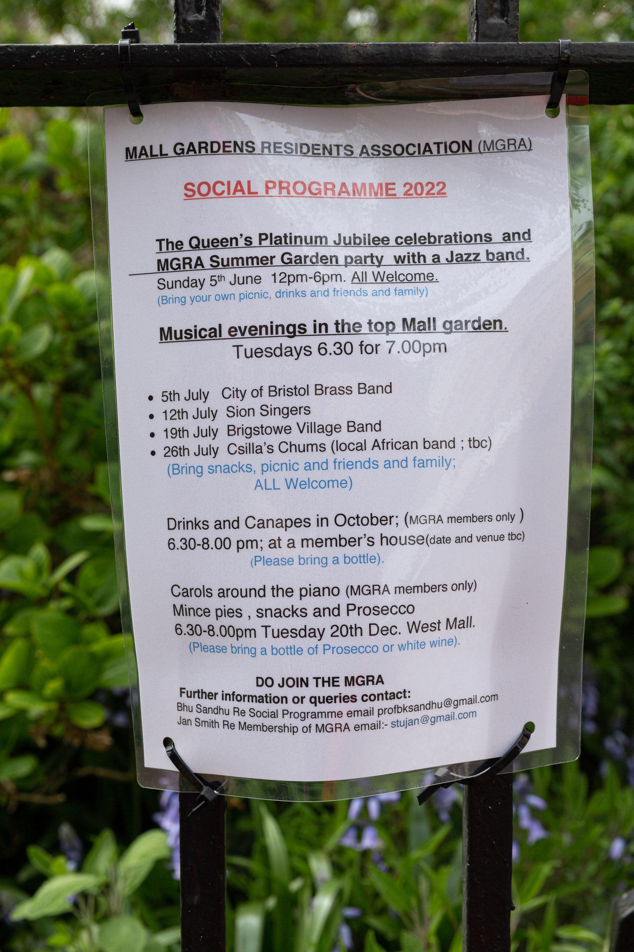Social Programme
With a special Platinum Jubilee celebration on offer, too. I imagine The Mall Gardens will do that rather well.

The "Brigstowe Village Band" is a...